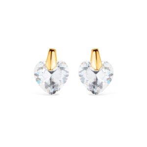 Brinco Dourado de Pedra Zircônia em formato de Coração